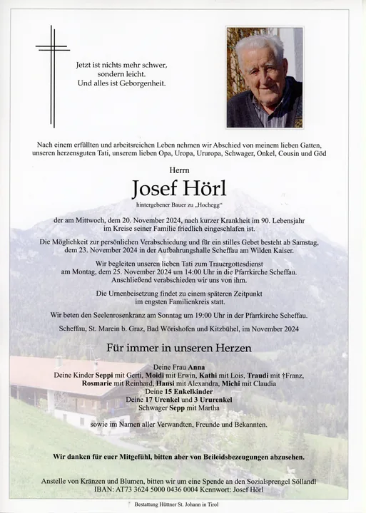 Beerdigung von Josef Hörl