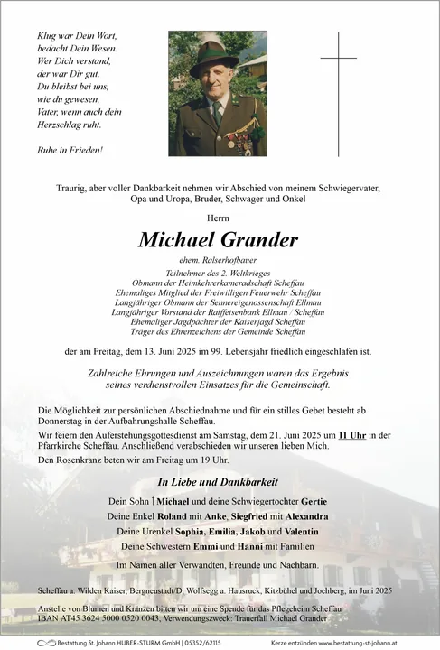 Beerdigung von Michael Grander