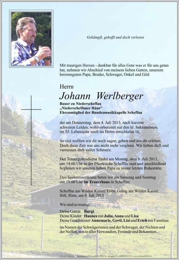 Abschied von Johann Werlberger