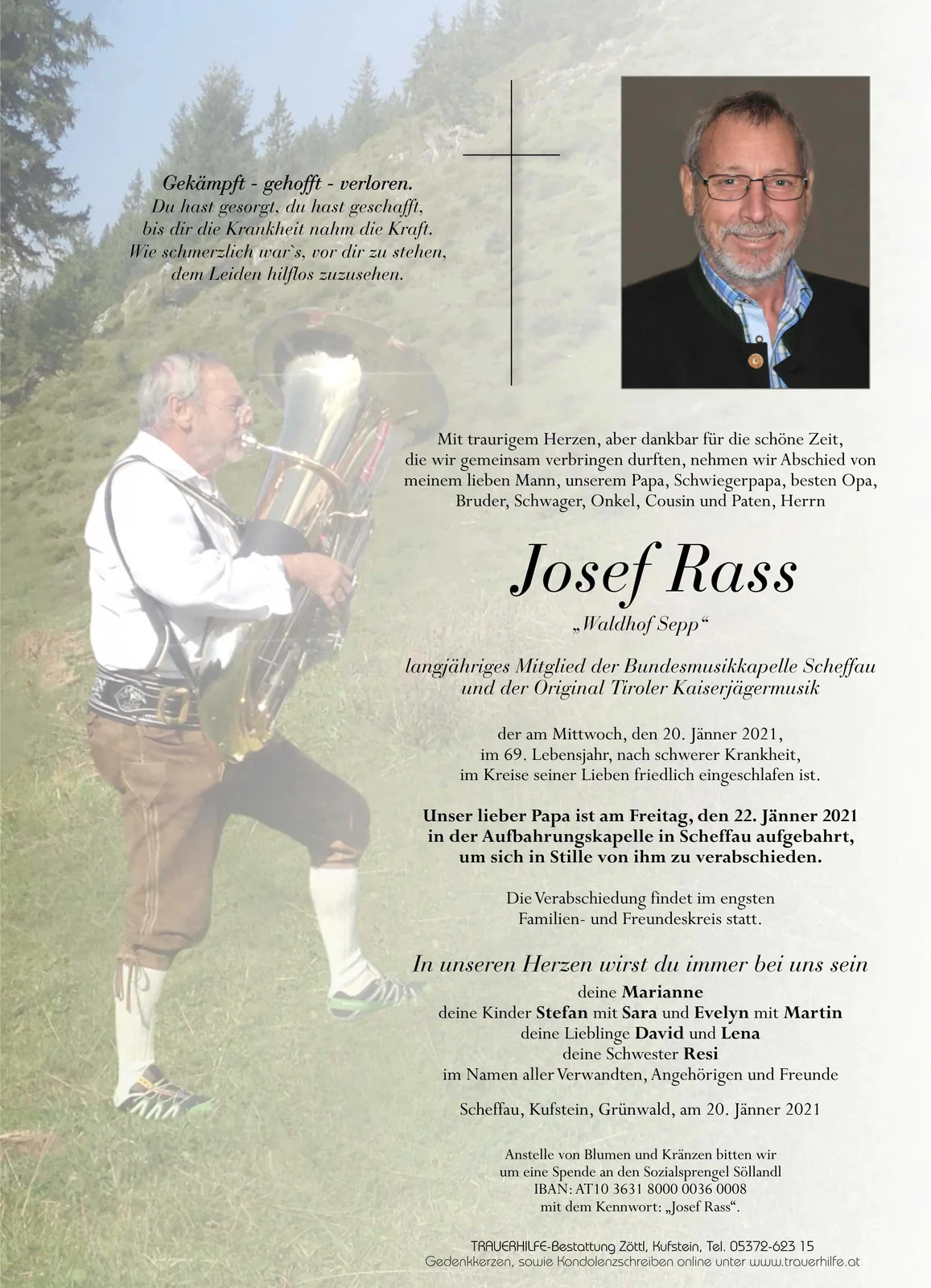 Beerdigung von Josef Rass