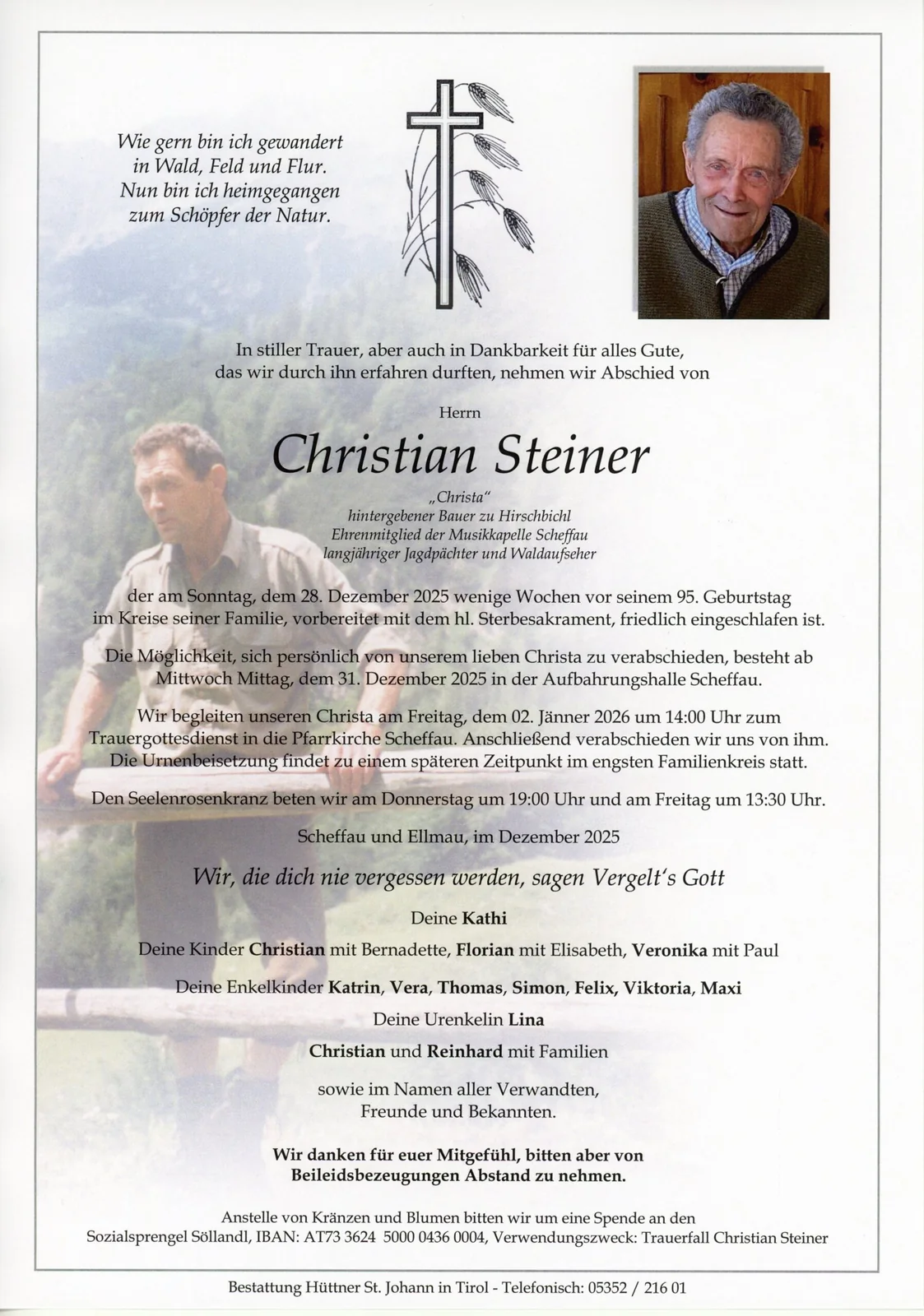 Beerdigung von Christian Steiner